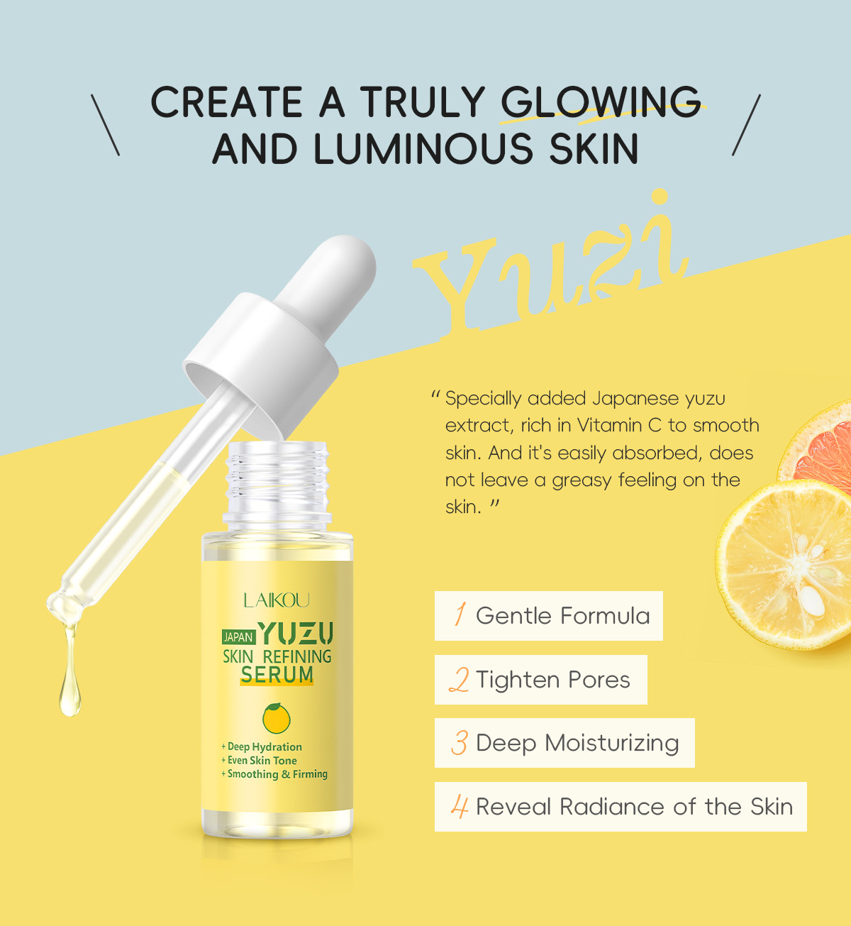 LAIKOU Grapefruit Essence  YUZ - đánh giá và giá Niacinamide Brightening Serum