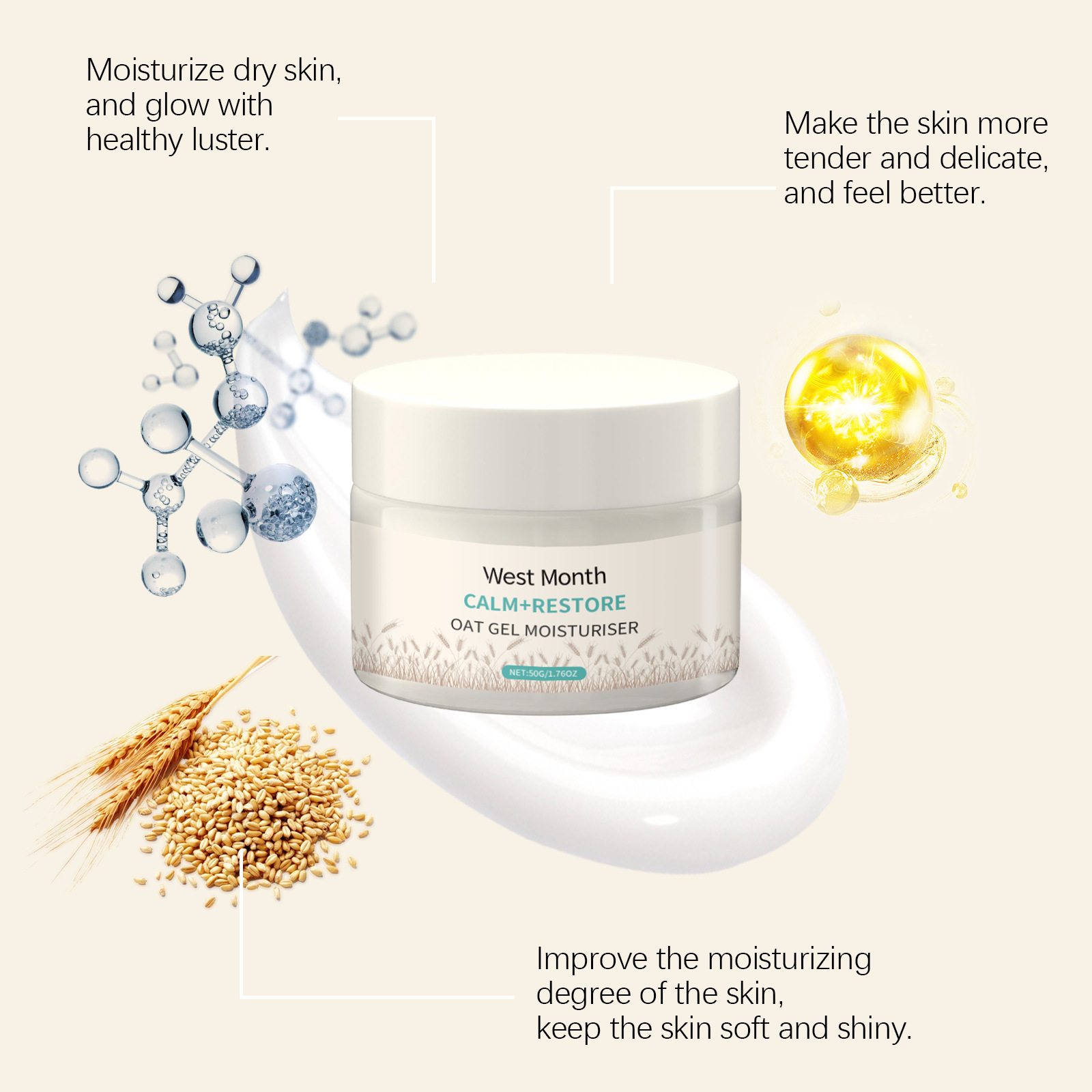50g Oat Moisturizing Face Crea - đánh giá và giá Skincare Oat